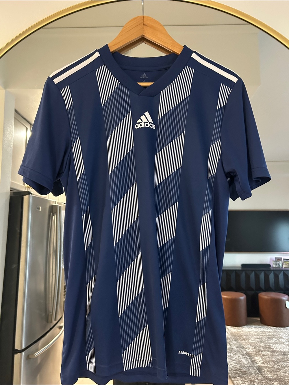 adidas Navy and White Men's Athletic Jersey